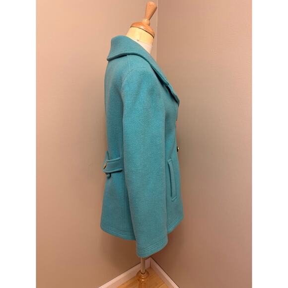 J. Crew Wool Stadium Cloth by Nello Gori Majesty Peacoat Turquoise Aqua Sz 12 P - Picture 4 of 9